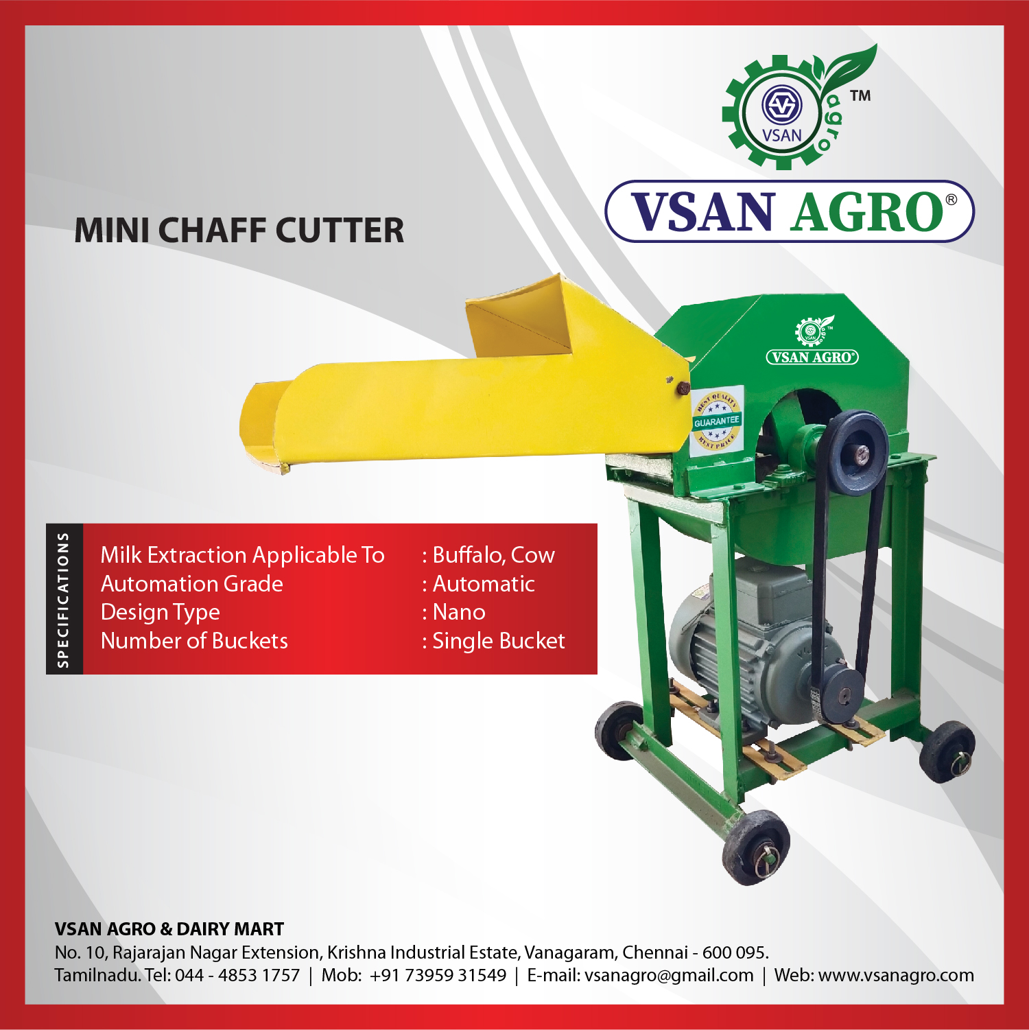 Vsan Agro Mini Chaff Cutter Machine